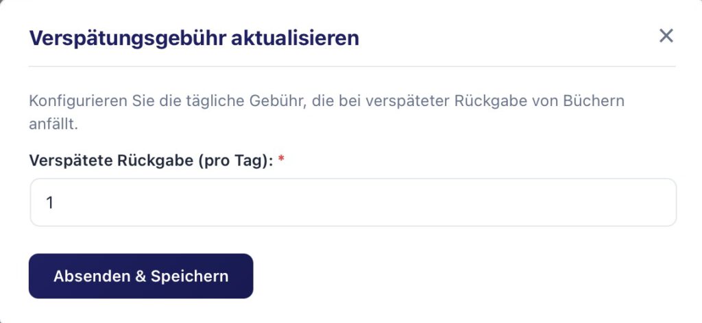 Verspätungsgebühr aktualisieren